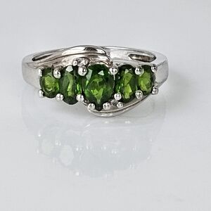 Natural Chrome Diopside Ring In Sterling Silver & Rhodium Overlay Sz 6!